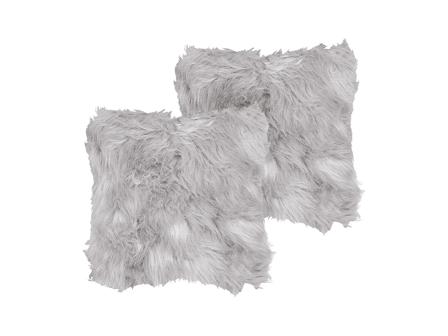 Lot de 2 coussins décoratifs LUBHA Fourrure synthétique 42 x 42 cm Gris clair Unicolore