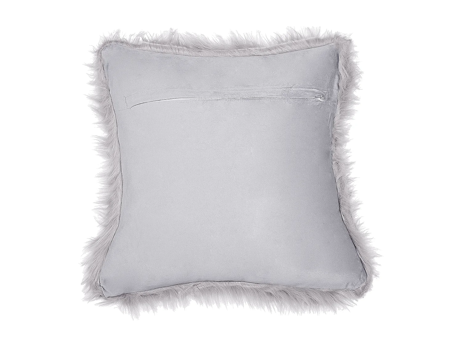 Lot de 2 coussins décoratifs LUBHA Fourrure synthétique 42 x 42 cm Gris clair Unicolore