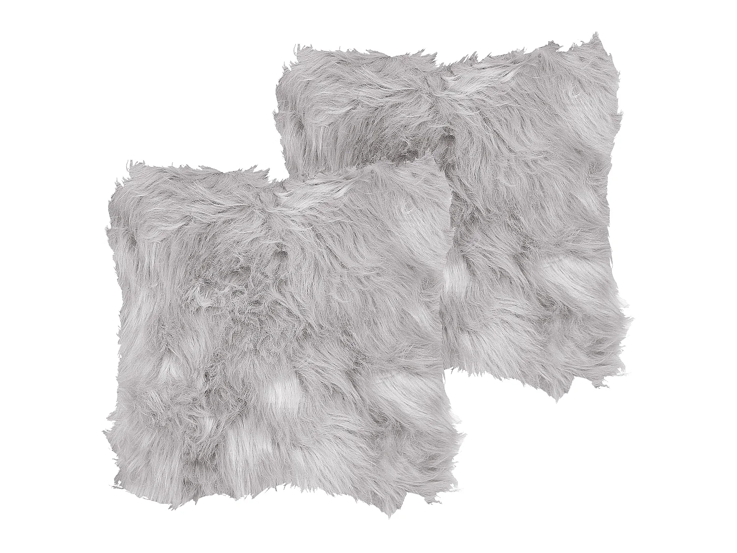 Set of 2 Decorative Cushions LUBHA Faux Fur 42 x 42 cm Light Grey Solid