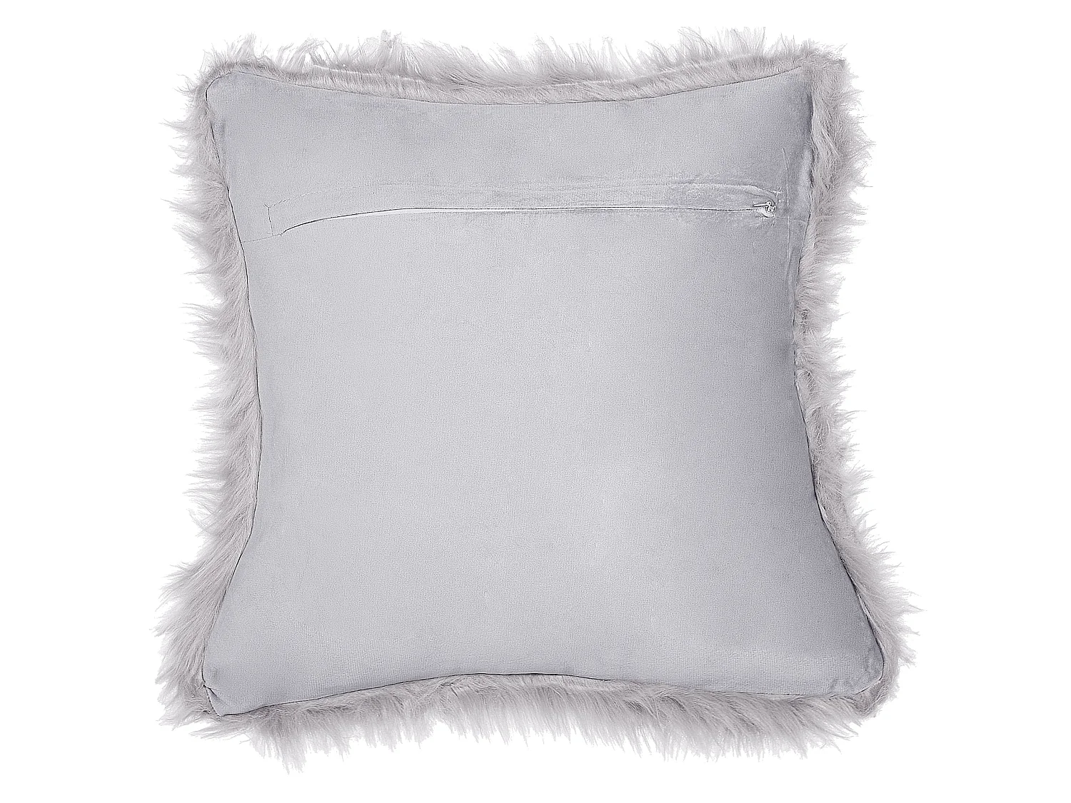 Set of 2 Decorative Cushions LUBHA Faux Fur 42 x 42 cm Light Grey Solid