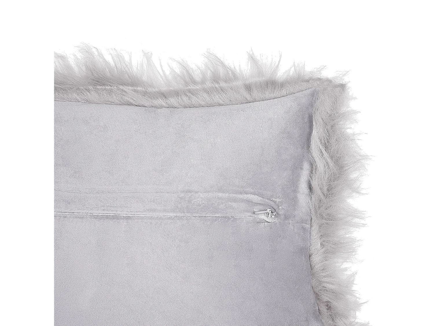 Set of 2 Decorative Cushions LUBHA Faux Fur 42 x 42 cm Light Grey Solid