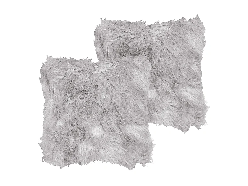 Lot de 2 coussins décoratifs LUBHA Fourrure synthétique 42 x 42 cm Gris clair Unicolore