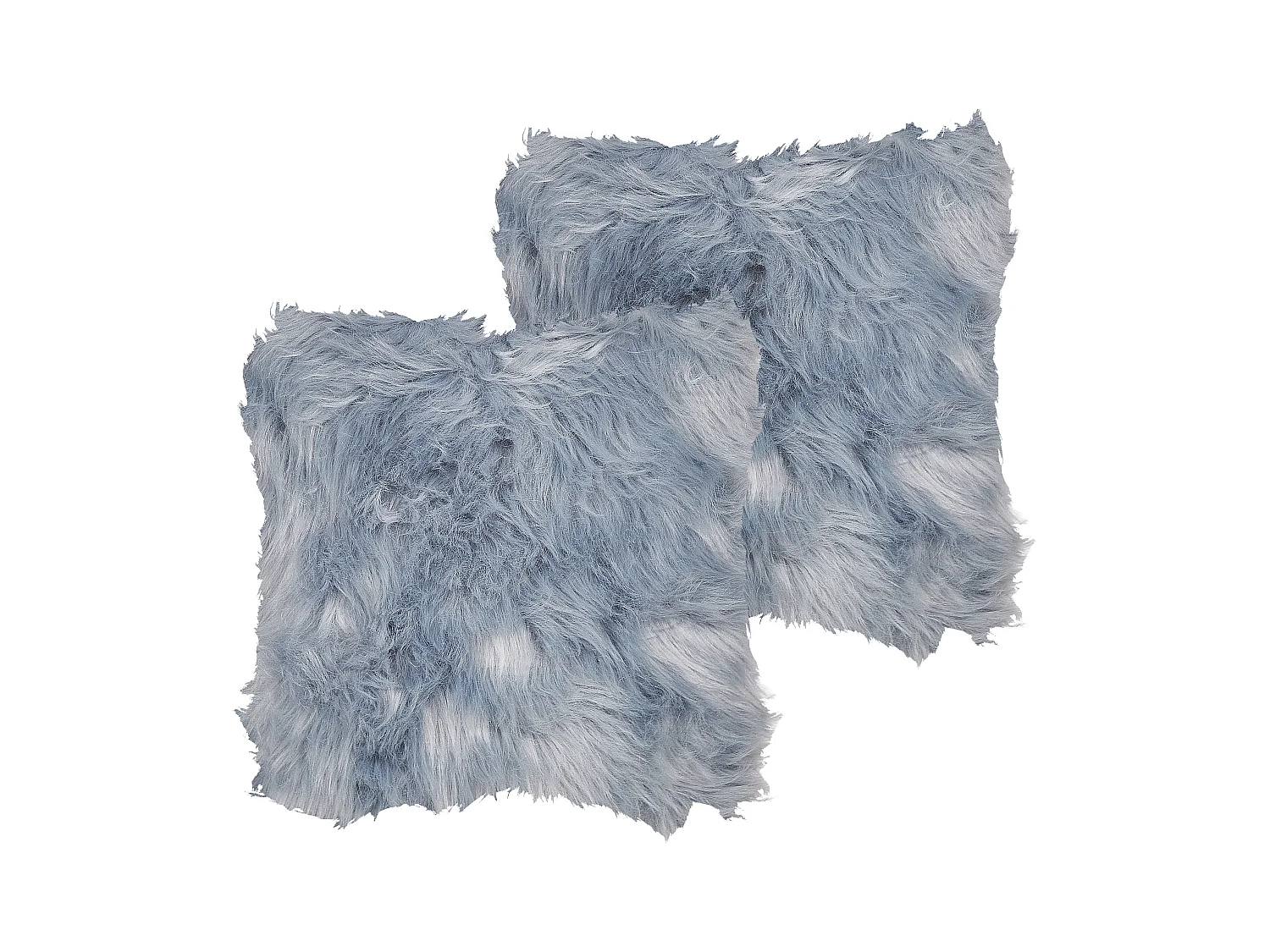 Lot de 2 coussins décoratifs LUBHA Fourrure synthétique 42 x 42 cm Bleu foncé Unicolore