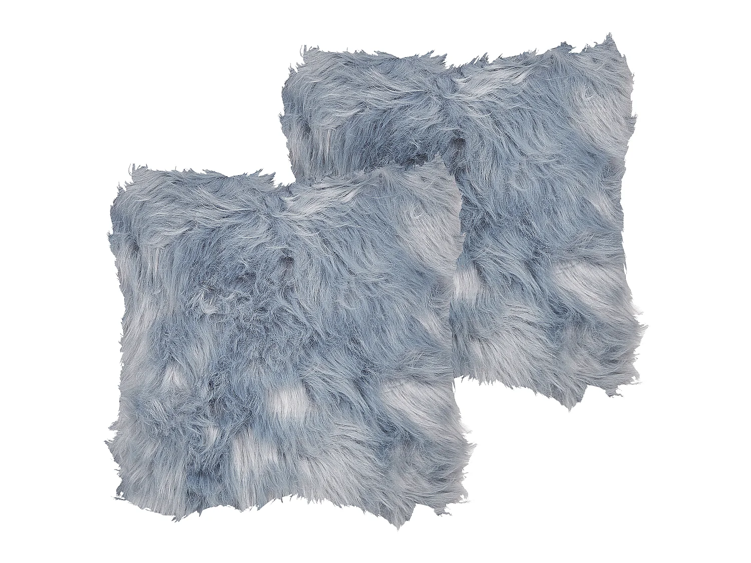 Set van 2 decoratieve kussens LUBHA Nepbont 42 x 42 cm Donkerblauw Effen