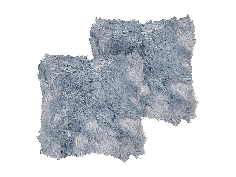 Set di 2 cuscini LUBHA Finta pelliccia 42 x 42 cm Blu scuro Tinta unita