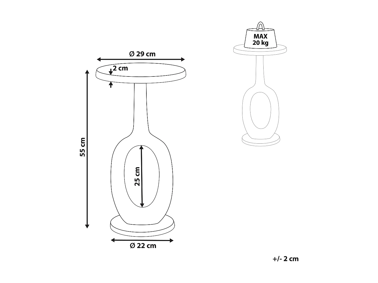 Bijzettafel APITI Metaal Goud