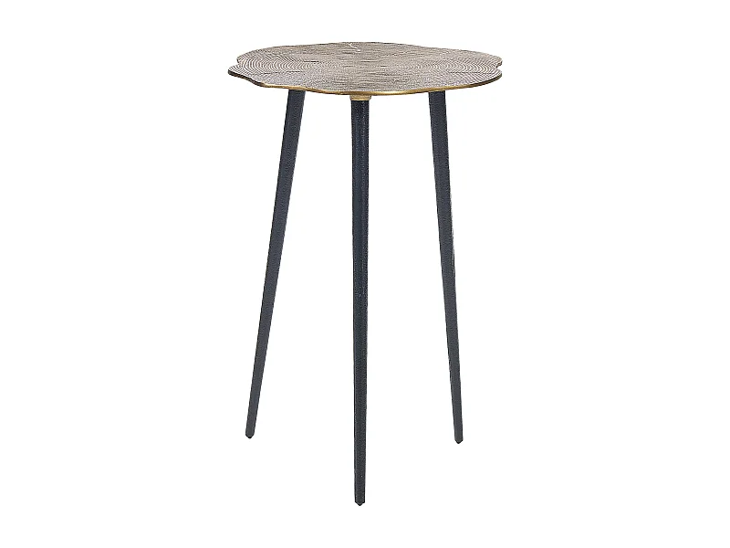 Beistelltisch Metall gold Baumstamm-Optik mit schwarzen Beinen ø33 cm Munnar