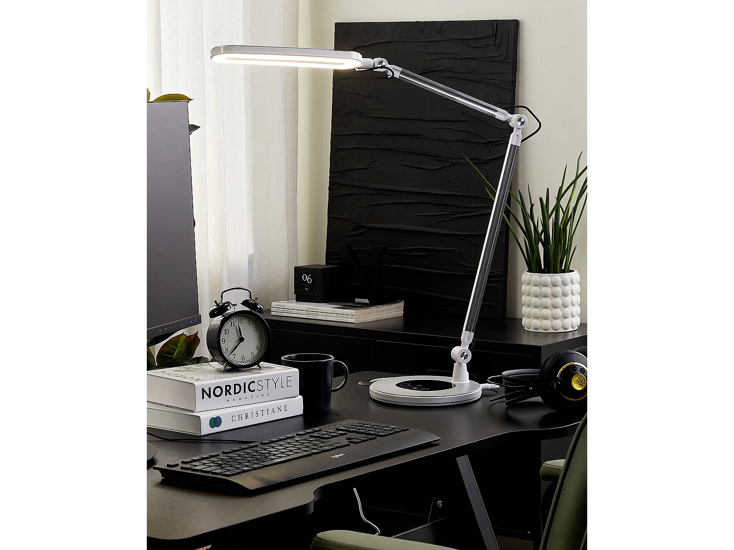 Lampa biurkowa LED GRUS Ze ściemniaczem Metal Srebrny