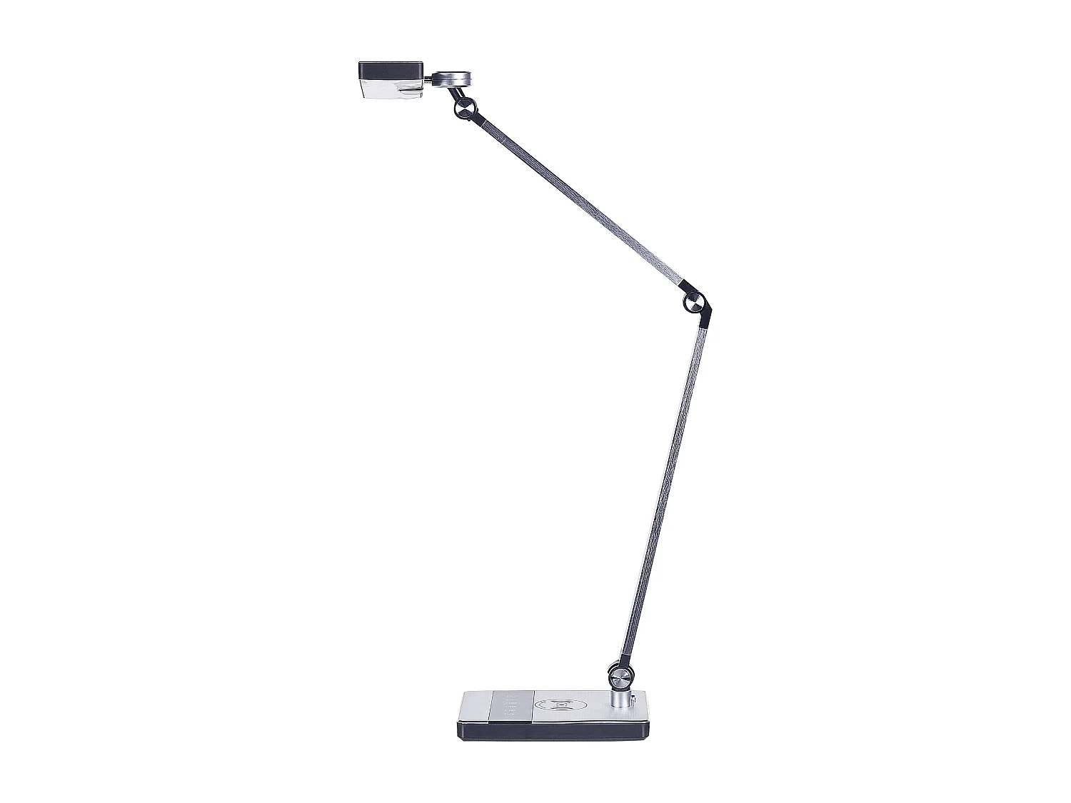 LED Schreibtischlampe Metall silber 73 cm mit Ladestation für Büro Lacerta