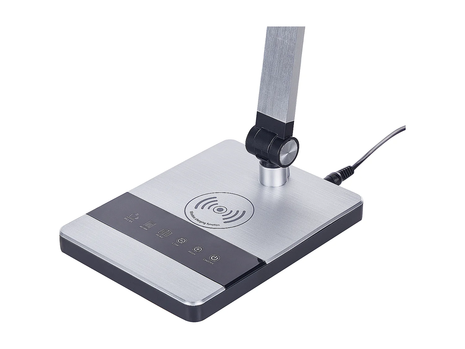 Lampada da scrivania a LED LACERTA con Caricatore wireless Metallo Argento