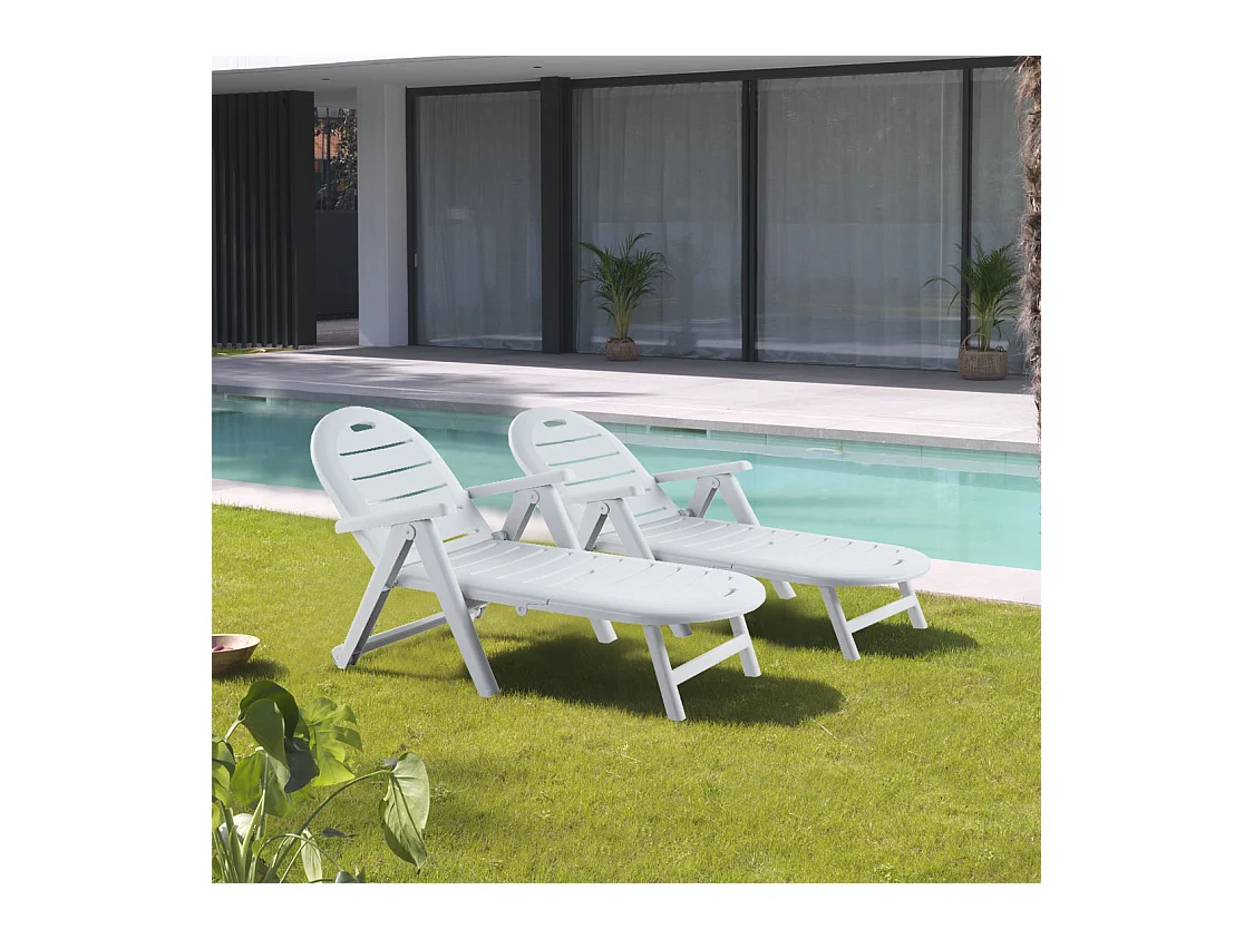 Set aus 2 Sonnenliegen, weiß CAIMAN