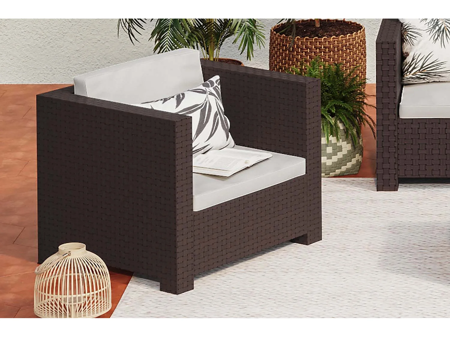 Salon de jardin 2 places effet résine tressée gris ANKARA