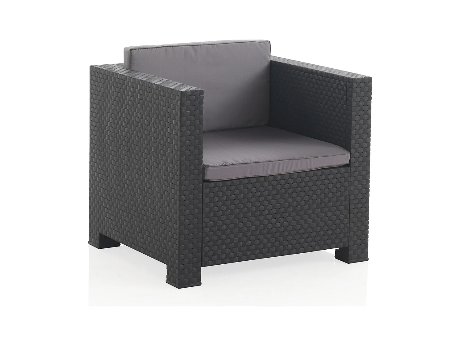 Loungeset voor 4 personen van grijs spuitgegoten hars met opbergbox ANKARA