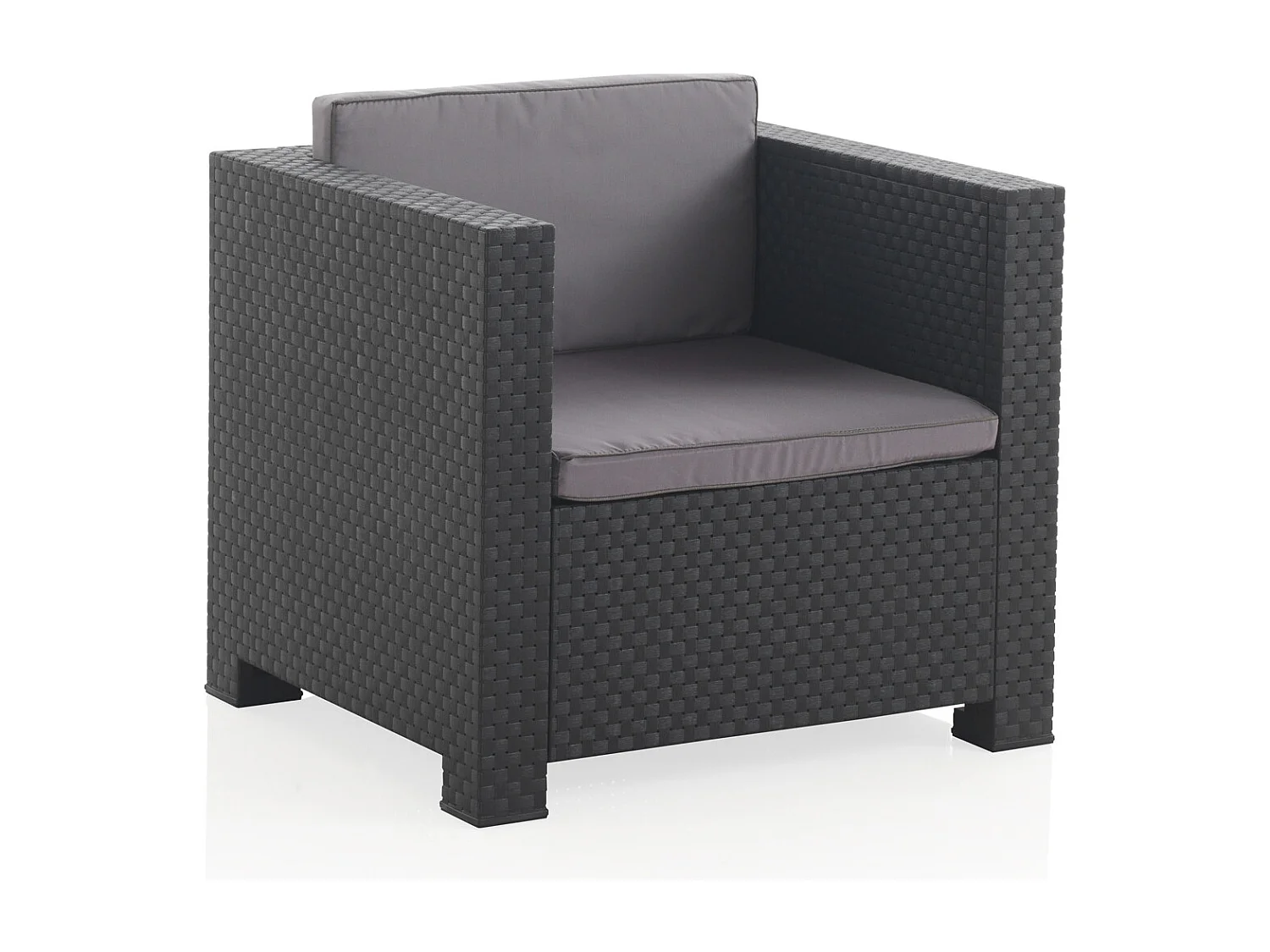 Loungeset voor 4 personen van grijs spuitgegoten hars met opbergbox ANKARA