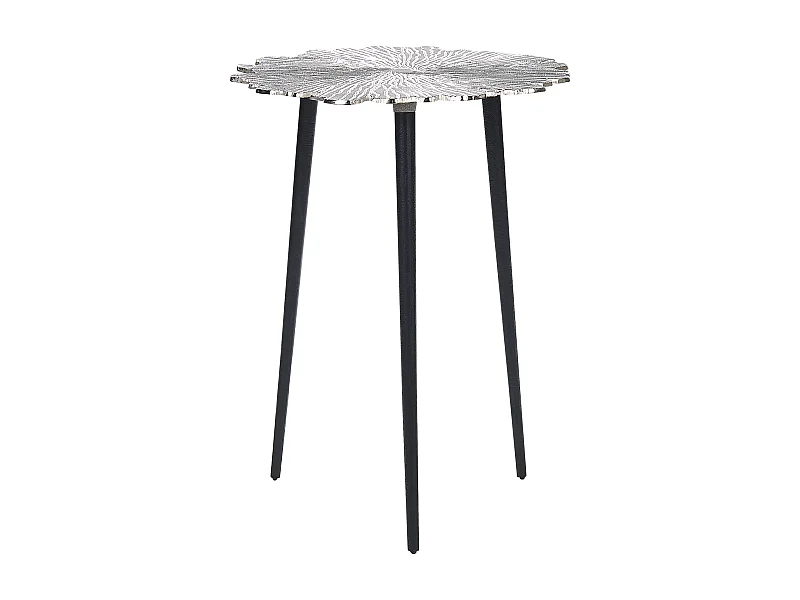 Beistelltisch Metall silber Baumstamm-Optik mit schwarzen Beinen ø36 cm Puhoi