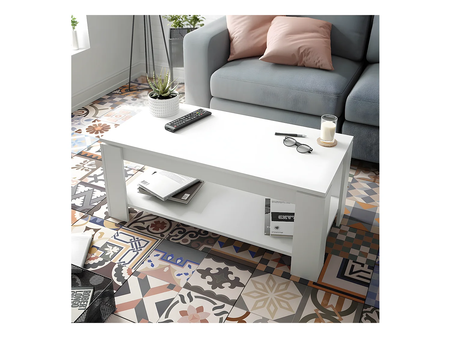 Tavolino con doppio piano e piano sollevabile - L102 cm - Ambit