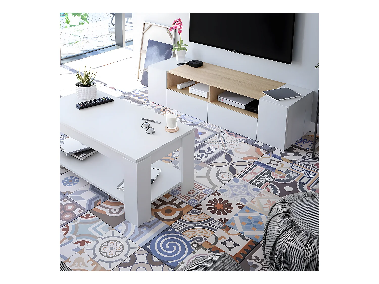 Tavolino con doppio piano e piano sollevabile - L102 cm - Ambit