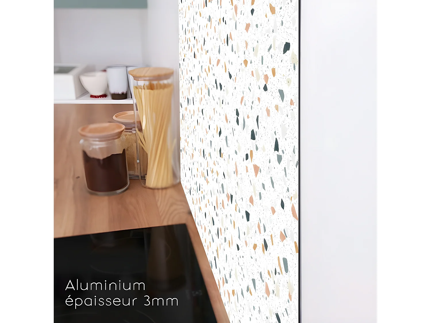 Fond de hotte ALU : L 90cm x H 70cm - Terrazzo Dolce - Aluminium composite