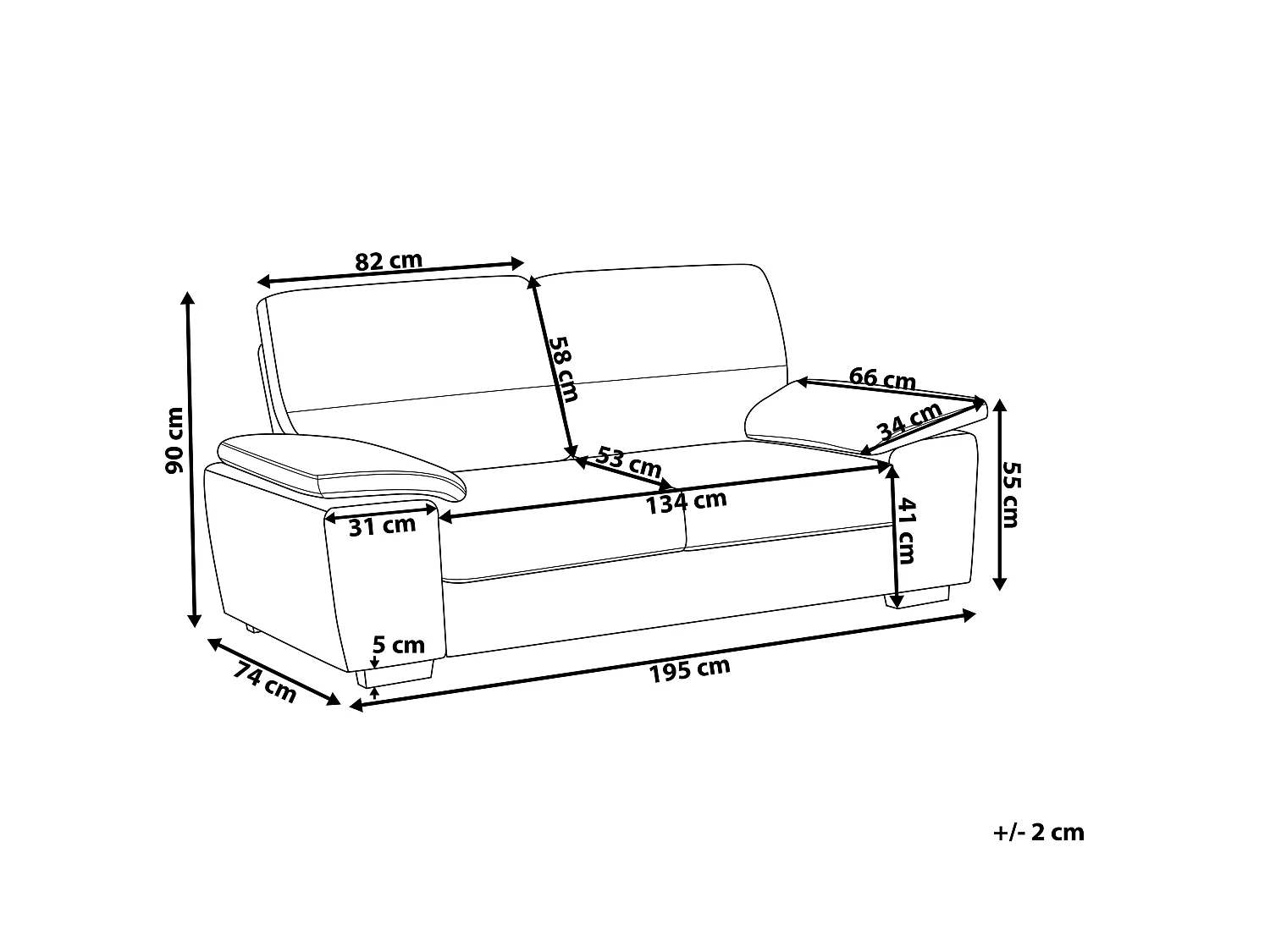 Bank VOGAR Kunstleer Goudbruin 3-zitter