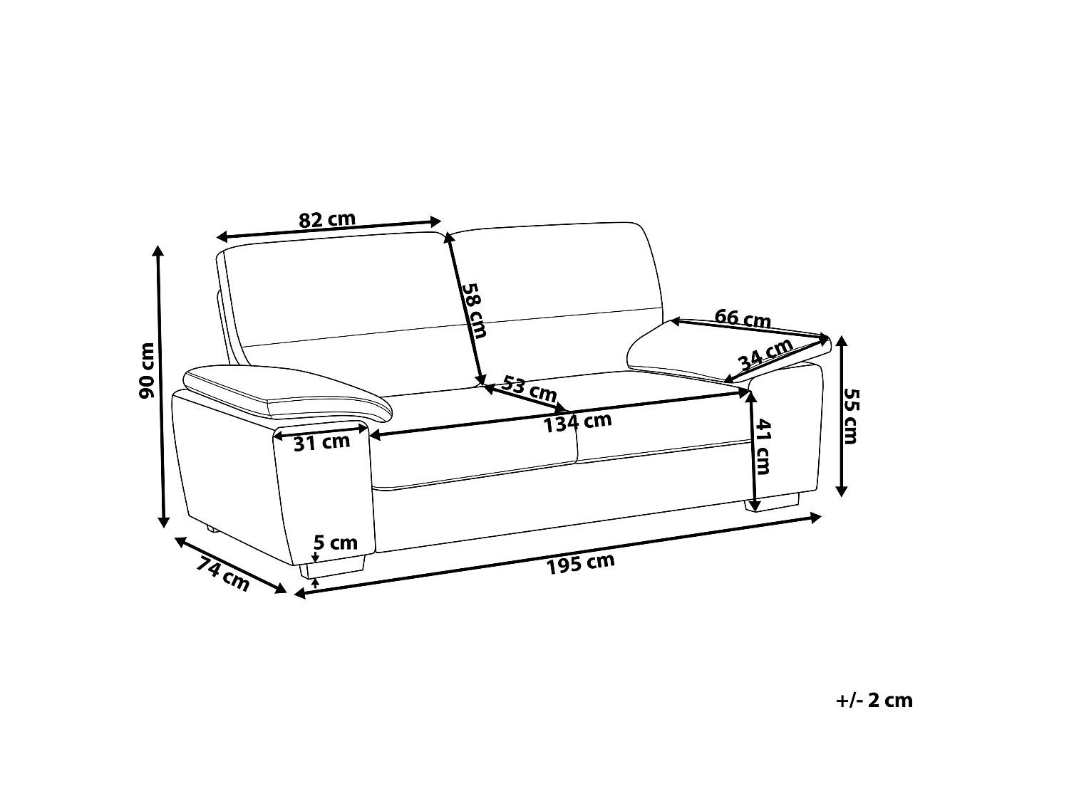 Divano VOGAR Pelle sintetica Marrone dorato 3 posti