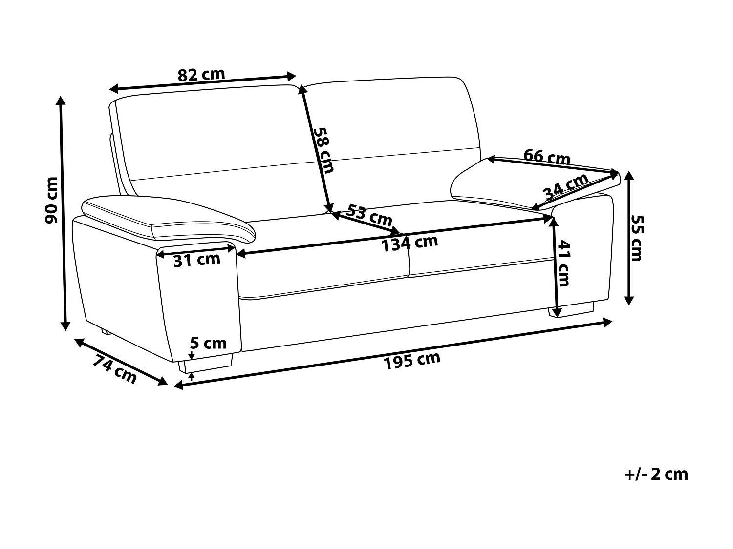Canapé 3 places VOGAR Cuir PU Marron doré