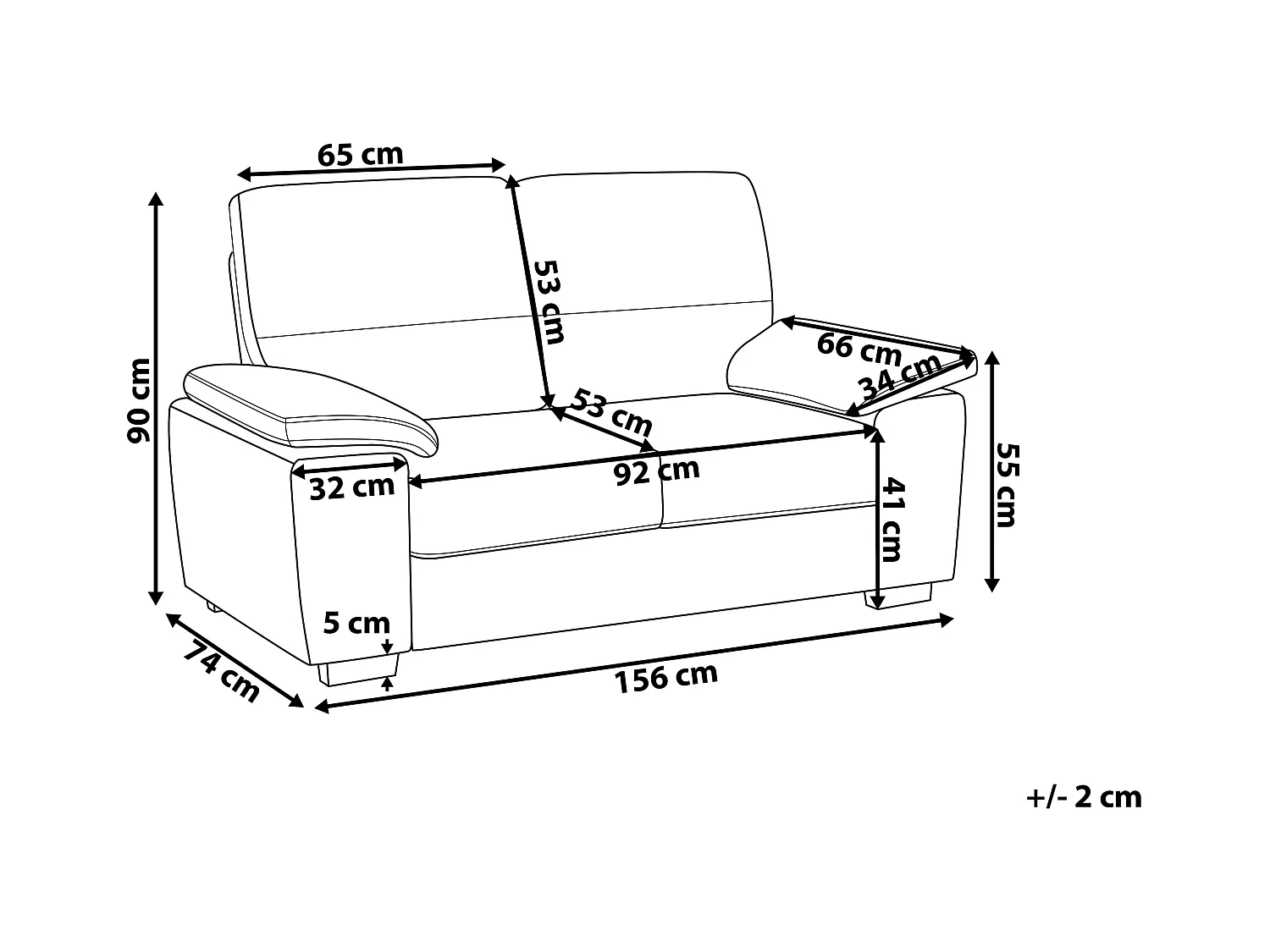 Bank VOGAR Kunstleer Goudbruin 2-zitter