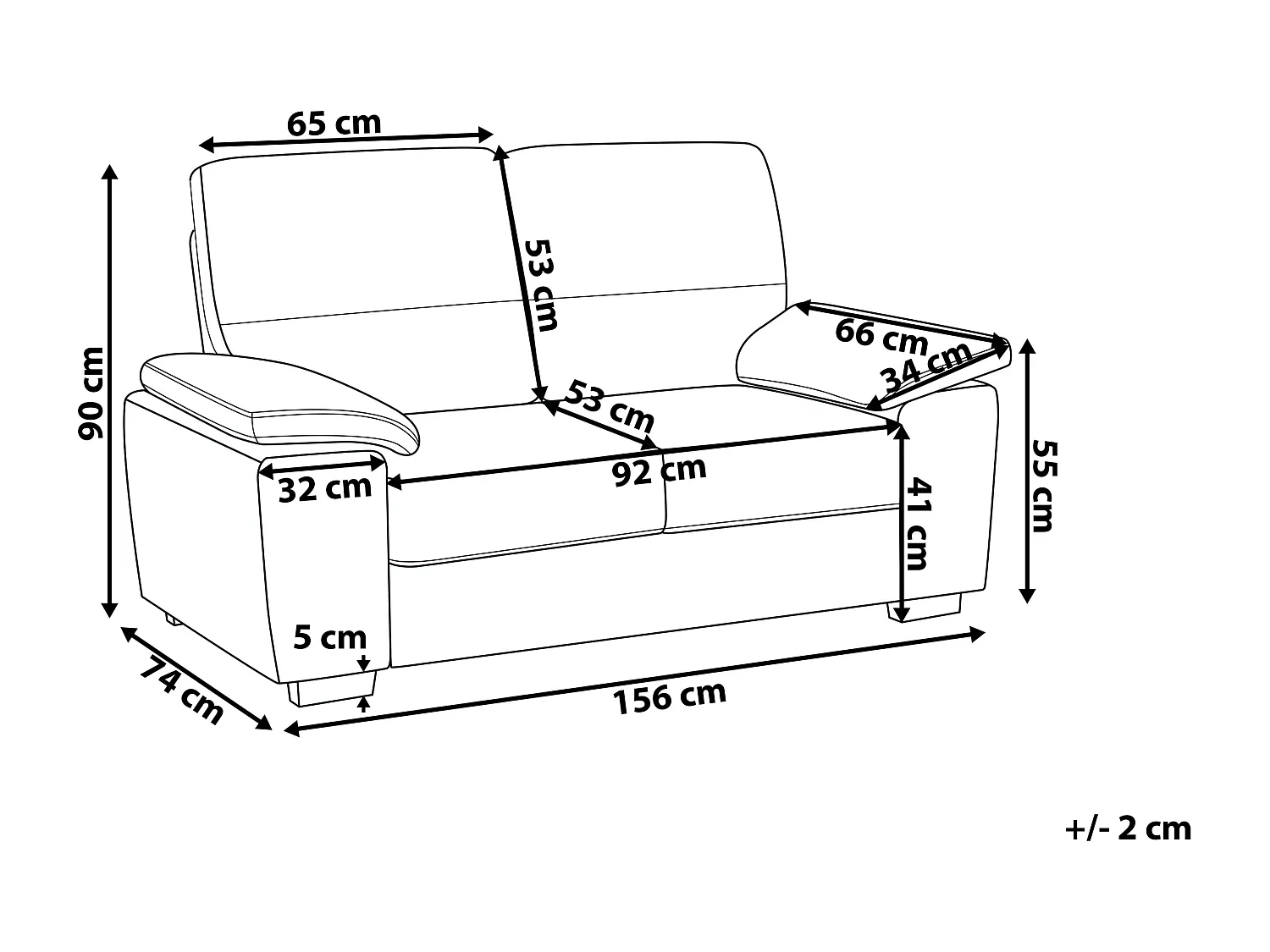 Canapé 2 places VOGAR Cuir PU Marron doré
