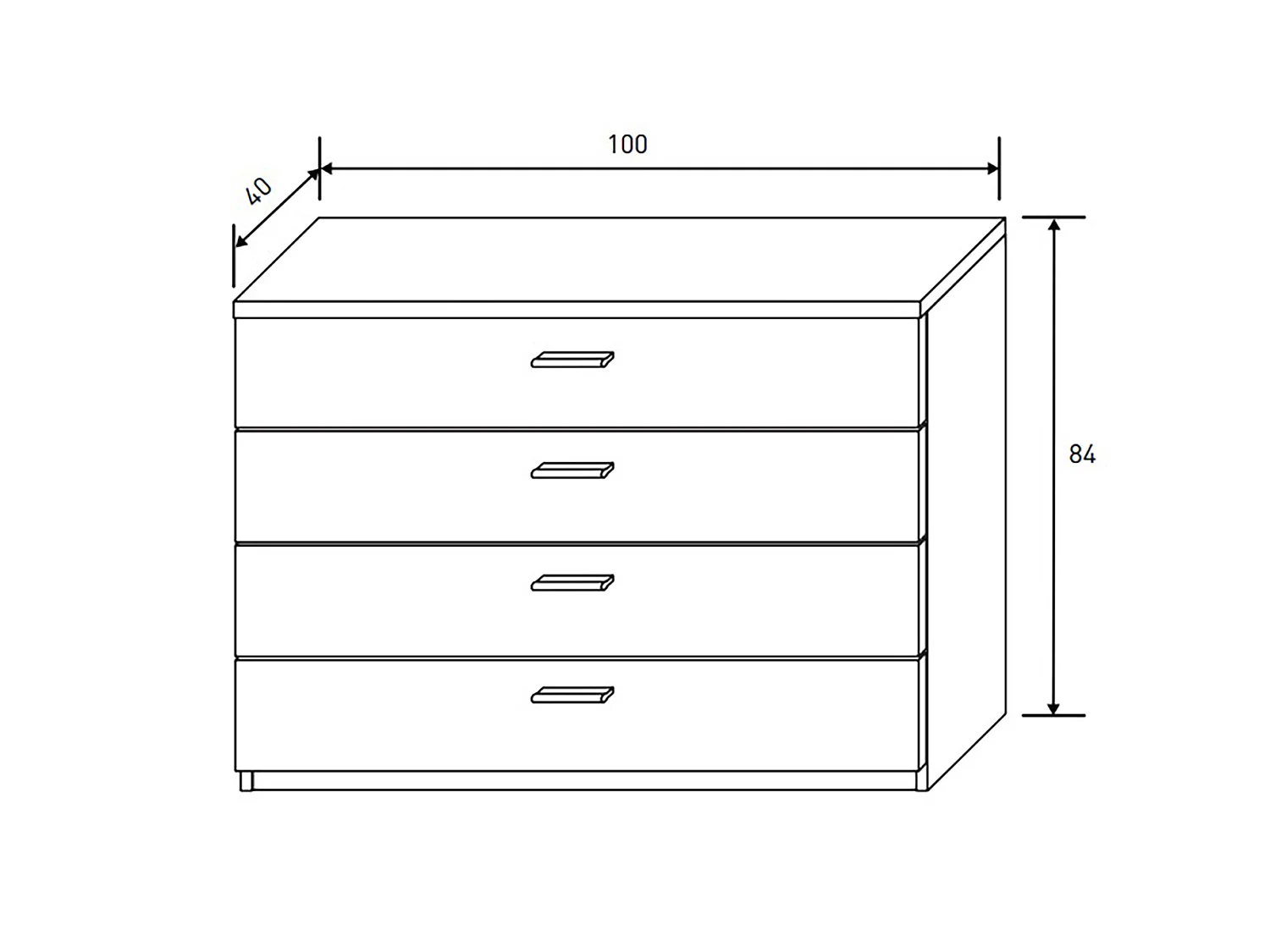 Commode, meuble de rangement coloris chêne cambrian, graphite - Longueur 100 x profondeur 40 x hauteur 84 cm
