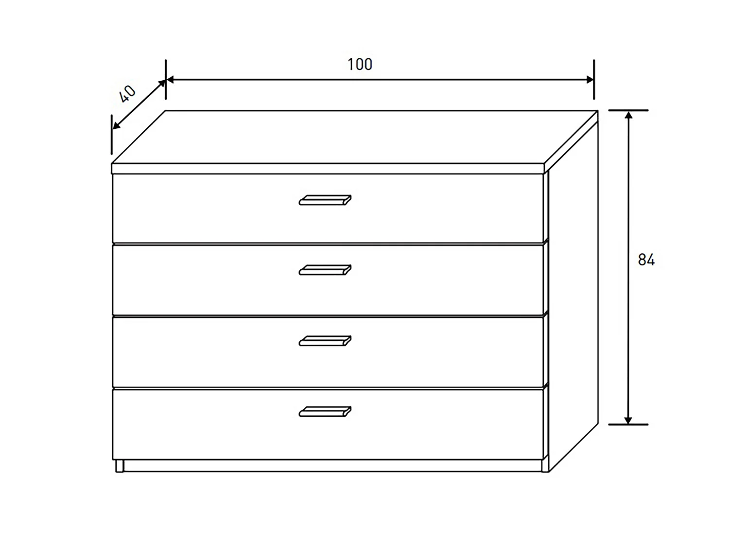 Commode, meuble de rangement coloris chêne cambrian, graphite - Longueur 100 x profondeur 40 x hauteur 84 cm