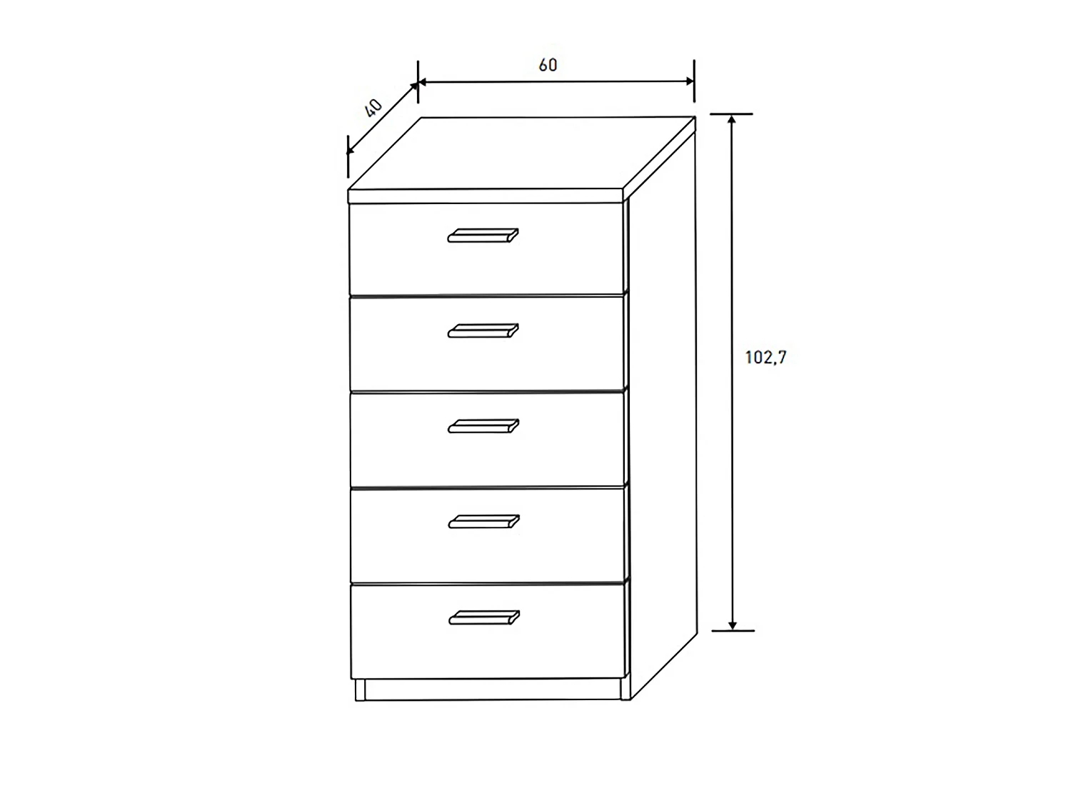 Chiffonnier, meuble de rangement coloris chêne cambrian, blanc - Longueur 60 x Profondeur 40 x Hauteur 102,7 cm