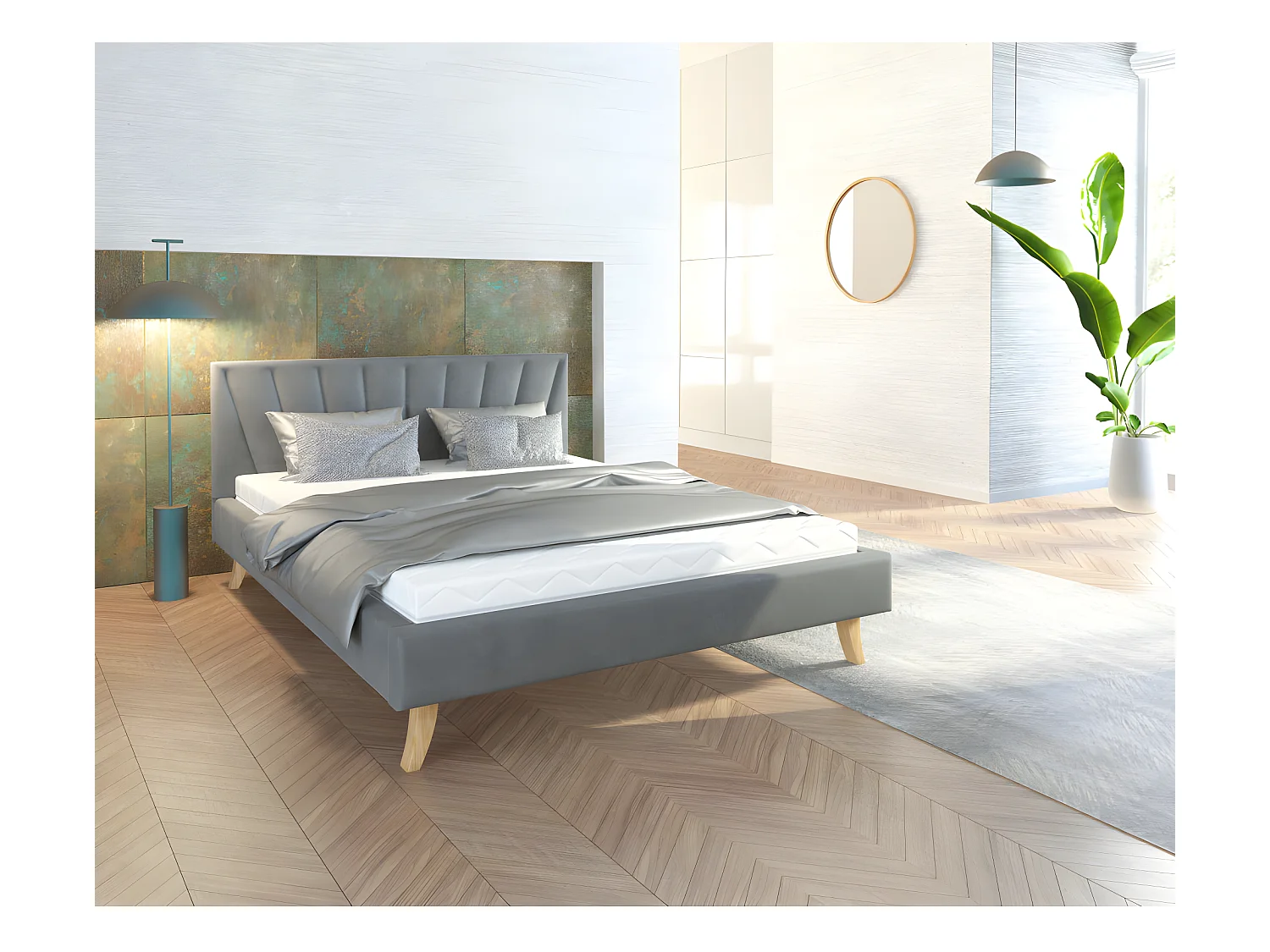 LIT DOUBLE HEAVEN 160x200 Gris foncé