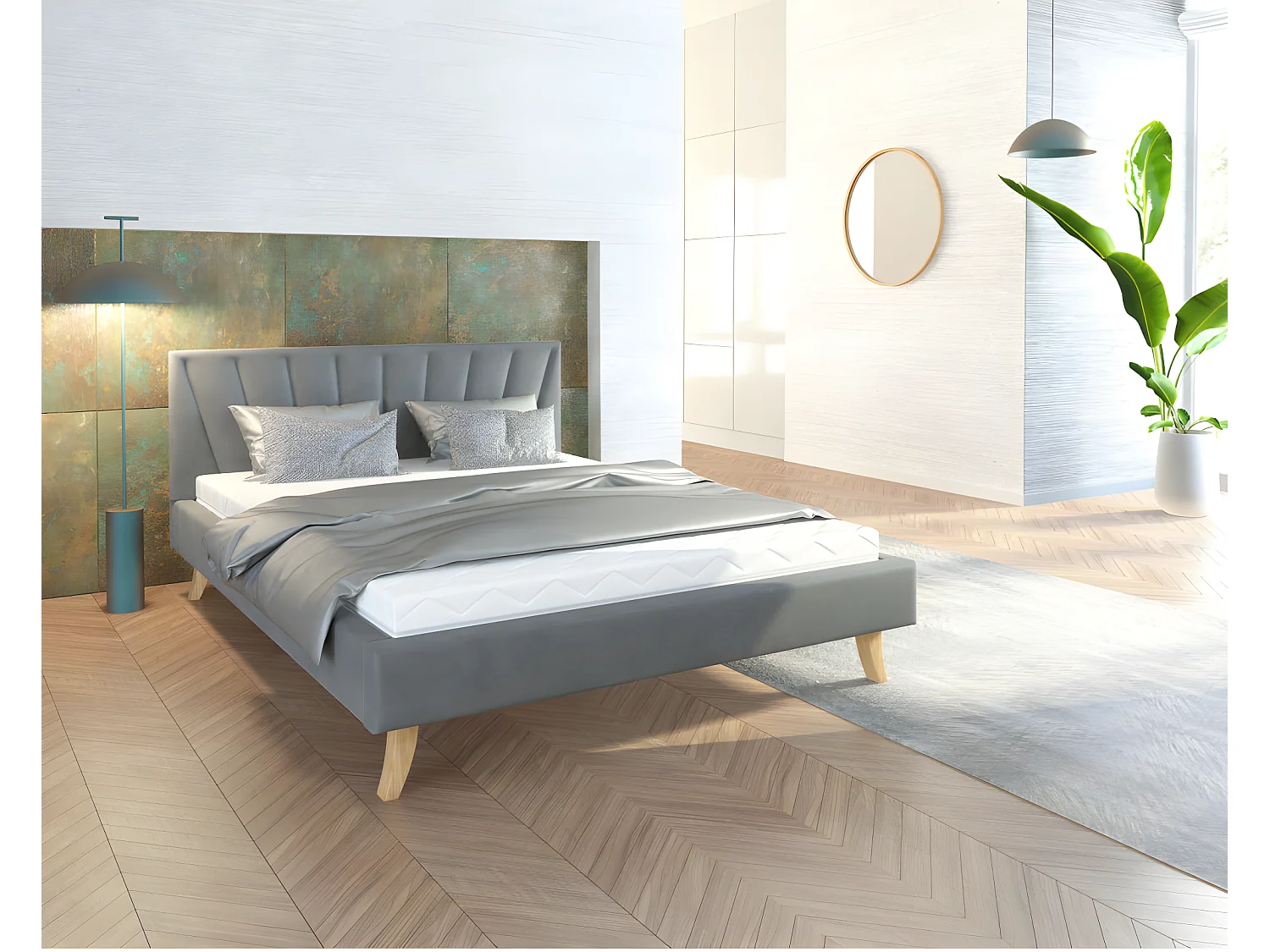 LIT DOUBLE HEAVEN 160x200 Gris foncé