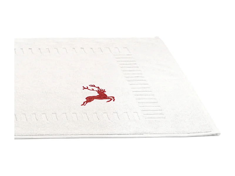 Tapis de bain 50x70 cm HIRSH Blanc Rouge 700 g/m2