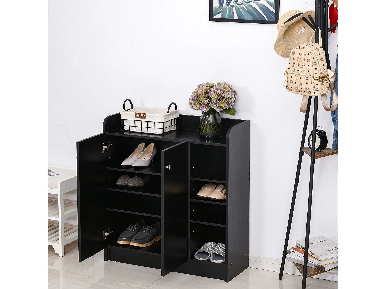 Zapatero negro 83x30x90 cm HOMCOM