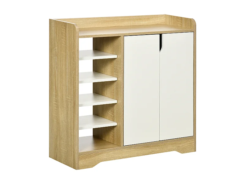 Armario de zapatos madera natural y blanco 80x30x80 cm HOMCOM