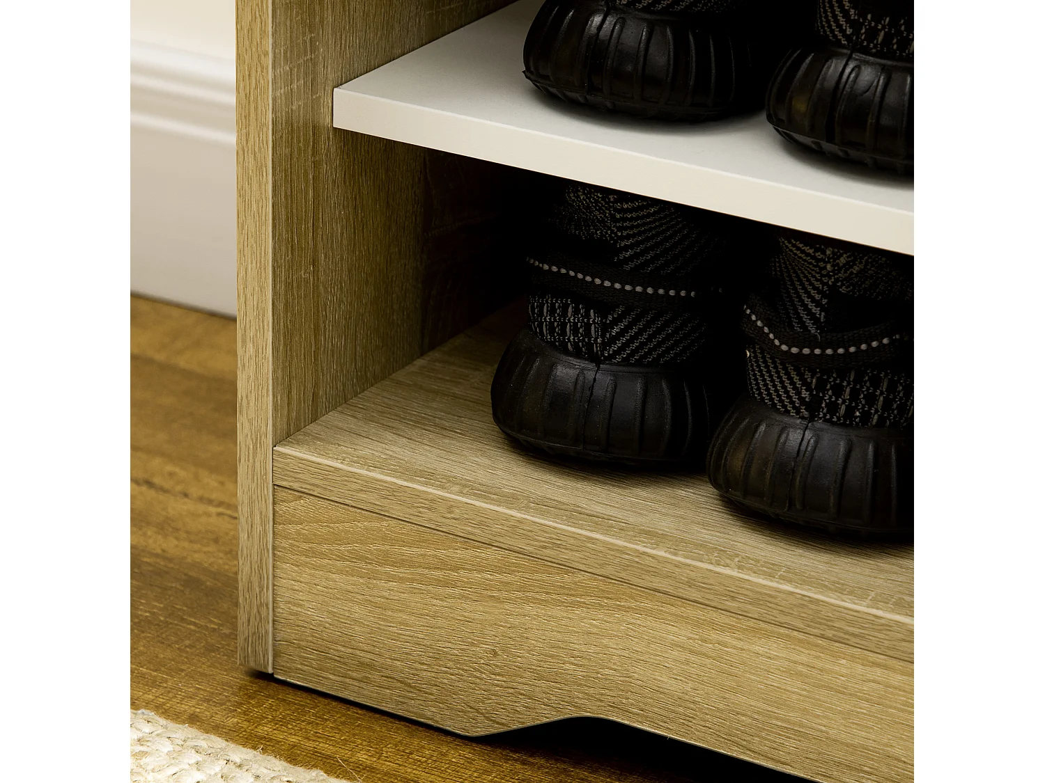 Armario de zapatos madera natural y blanco 80x30x80 cm HOMCOM