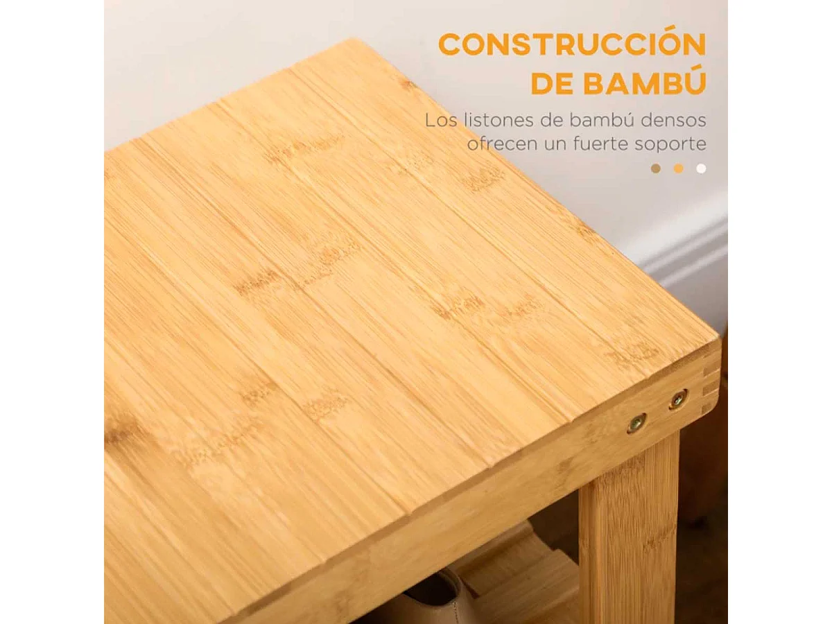Banco zapatero madera natural 70x28x45 cm HOMCOM