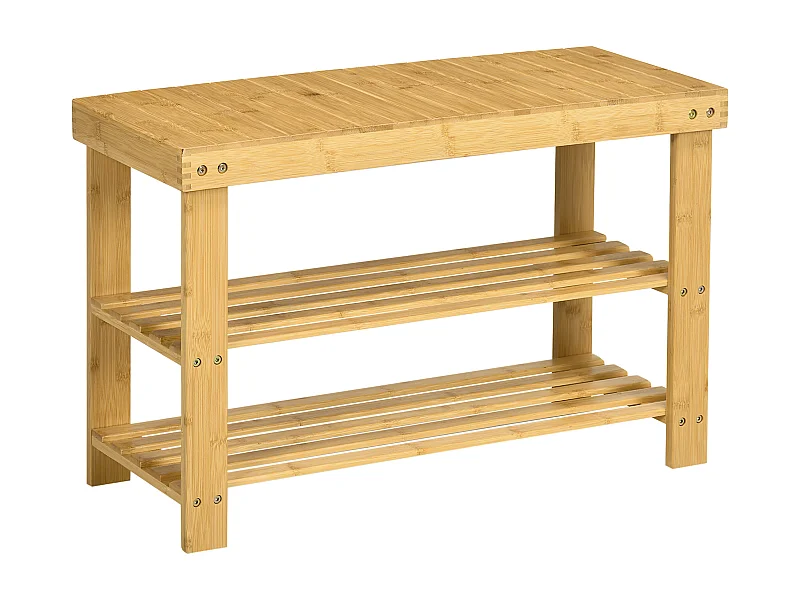 Banco zapatero madera natural 70x28x45 cm HOMCOM