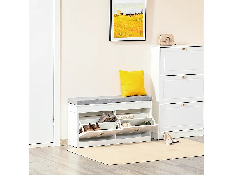 Banco zapatero blanco 104x24x55 cm HOMCOM