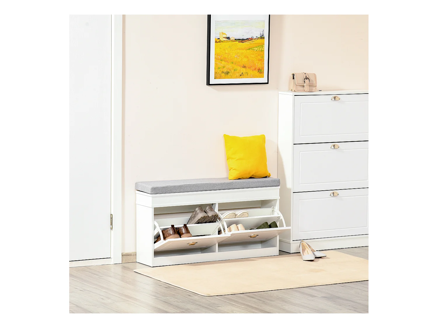 Banco zapatero blanco 104x24x55 cm HOMCOM