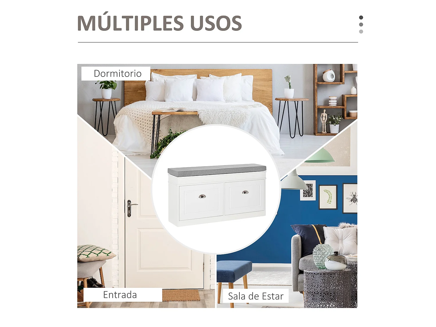 Banco zapatero blanco 104x24x55 cm HOMCOM