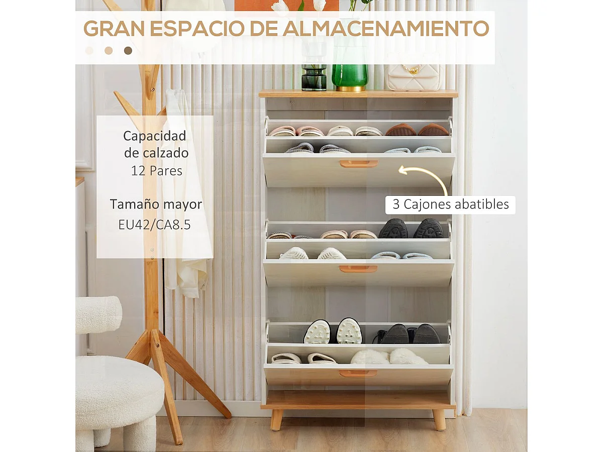 Armario de zapatos blanco 70x23.5x122 cm HOMCOM