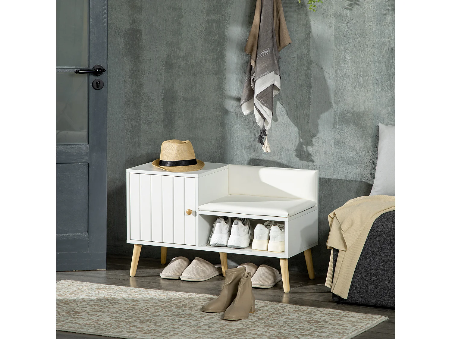 Banco zapatero blanco 80x33x49 cm HOMCOM