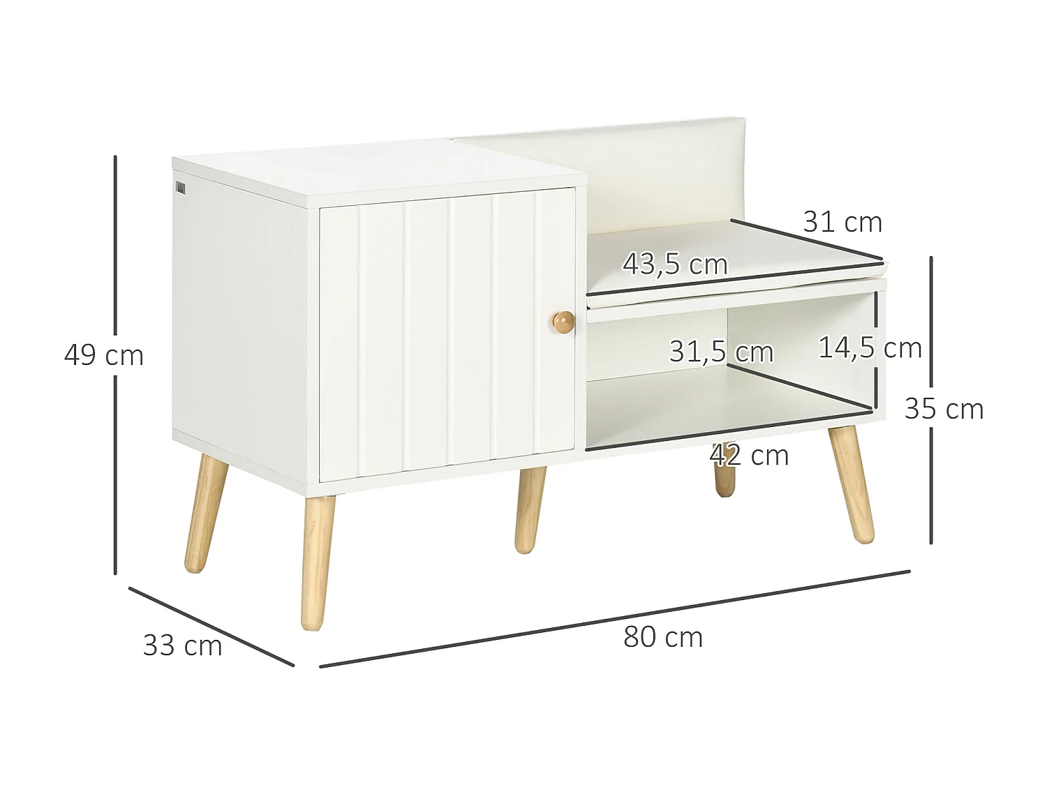 Banco zapatero blanco 80x33x49 cm HOMCOM