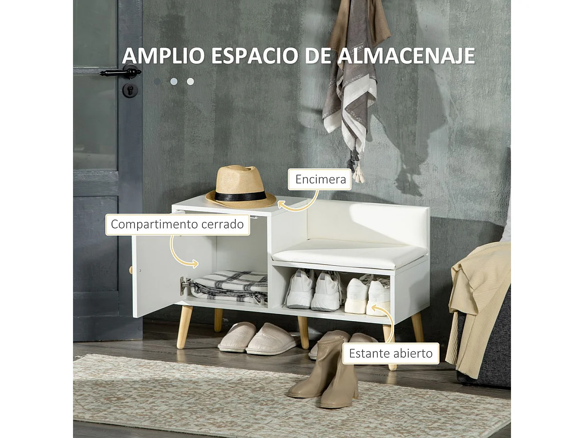 Banco zapatero blanco 80x33x49 cm HOMCOM