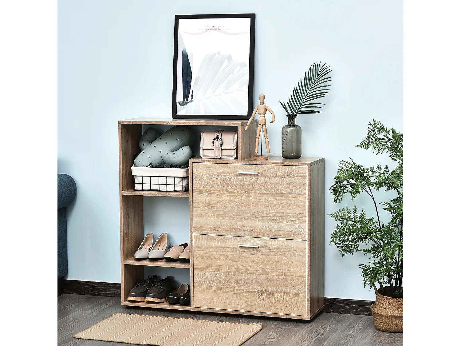 Zapatero madera natural 101,5x25,5x98cm HOMCOM