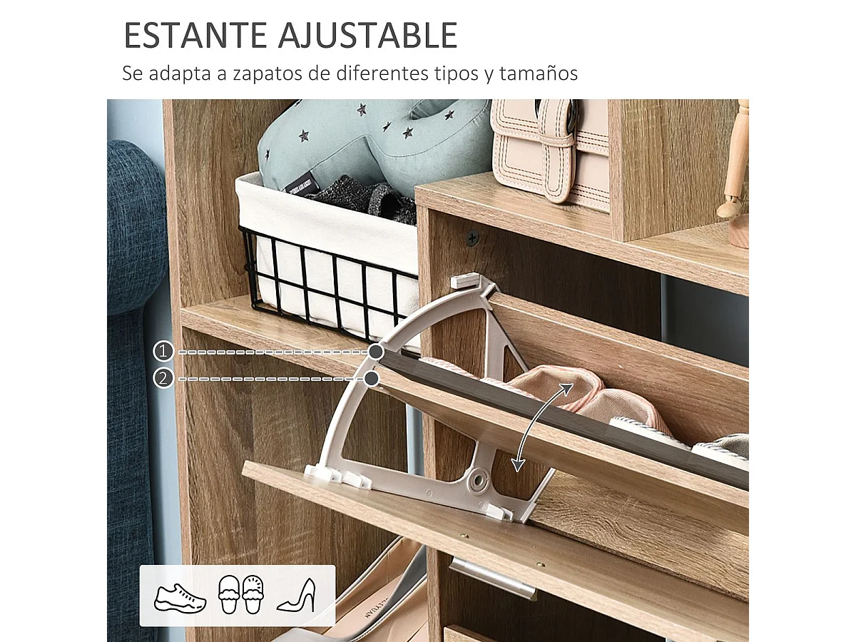 Zapatero madera natural 101,5x25,5x98cm HOMCOM