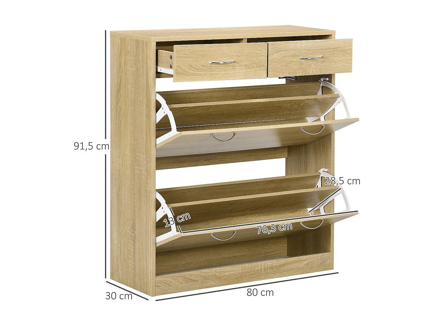 Mueble zapatero roble 80x30x91.5 cm HOMCOM