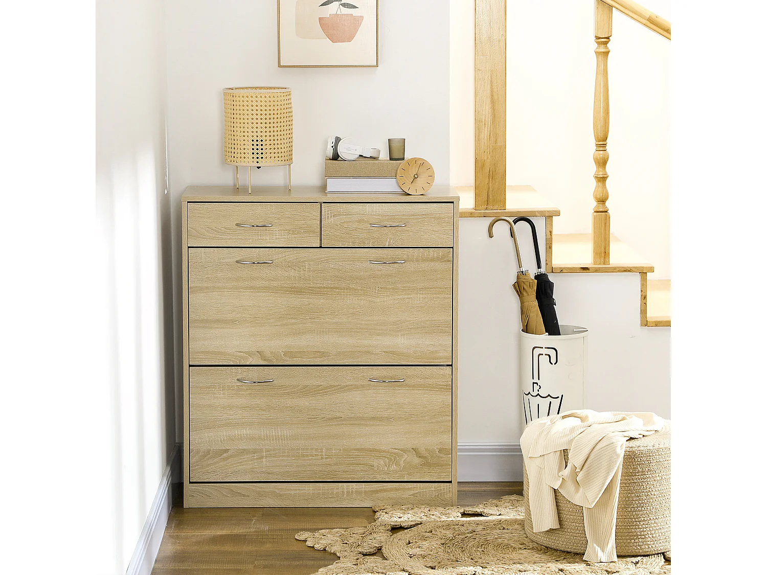 Mueble zapatero roble 80x30x91.5 cm HOMCOM