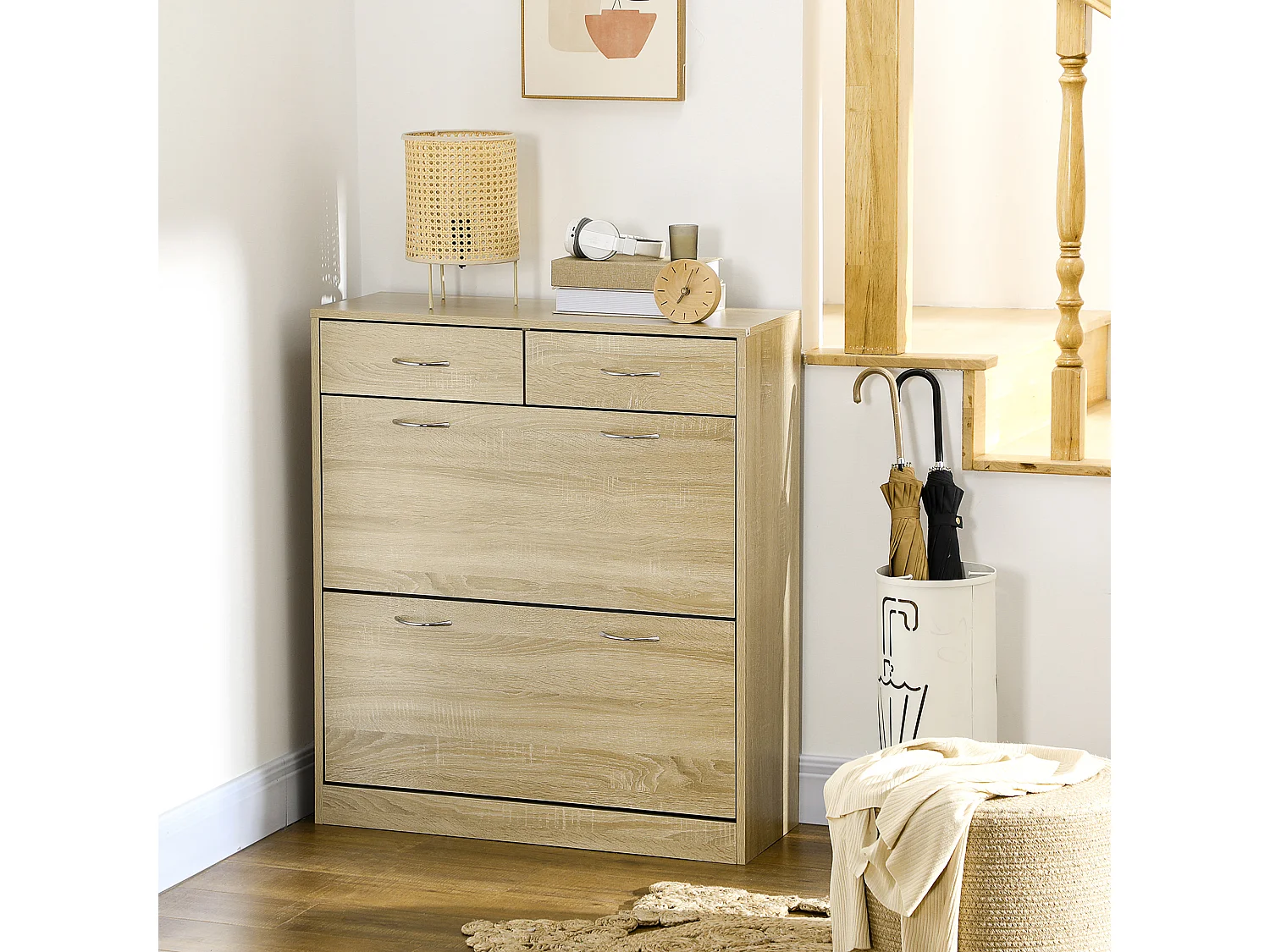 Mueble zapatero roble 80x30x91.5 cm HOMCOM